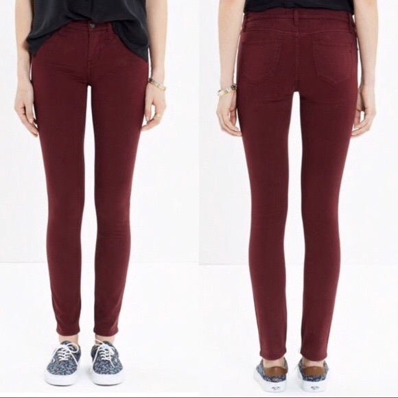Madewell Denim - Madewell Jeans Skinny Skinny Burgundy Sateen 27